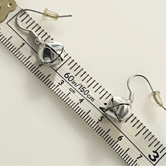 Three Sets of Christmas Earrings Snowmen, Snowflakes, & Jingle Bells Silver Tone - Picture 9 of 13